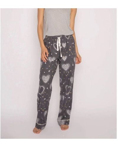 Pj Salvage Grey-starry Printed Flannel Pajama Pants - Metallic