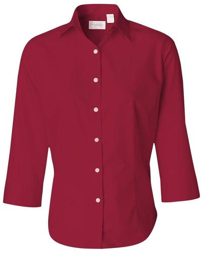 Van Heusen Three-quarter Sleeve Baby Twill Shirt - Red
