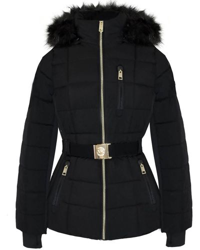 Michael Kors Scuba Stretch Belted Active Coat In Black