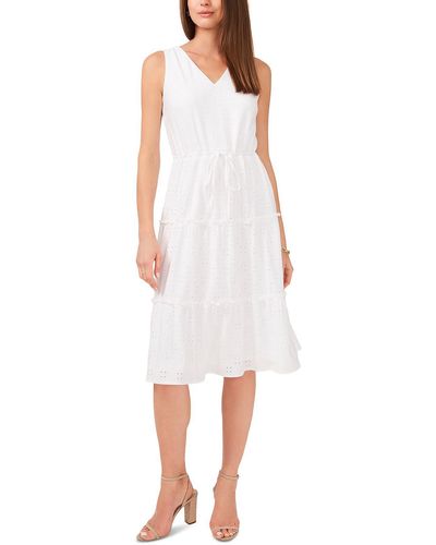 Msk Petites Tiered Knee Midi Dress - White