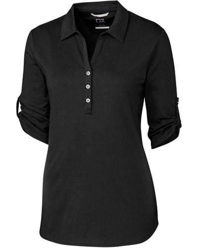 Cutter & Buck Ladies' Elbow-sleeve Thrive Polo Shirt - Black