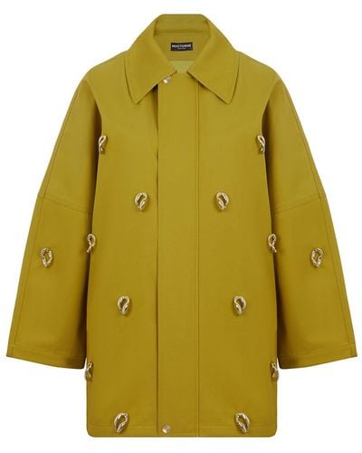 Nocturne Chained Trench Coat - Yellow