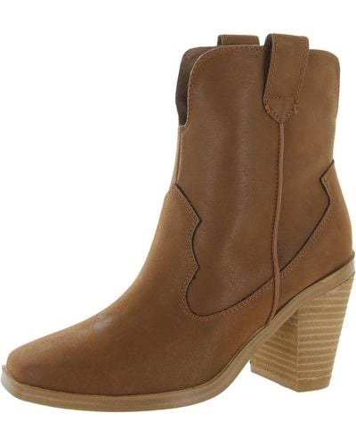 MIA Markus Leather Square Toe Ankle Boots - Brown