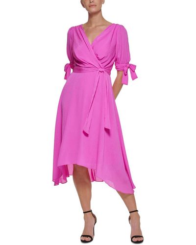 DKNY Surplice Midi Wrap Dress - Pink