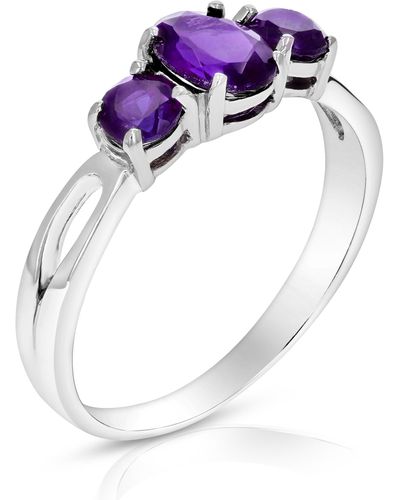 Vir Jewels 1.20 Cttw 3 Stone Amethyst Ring - Purple
