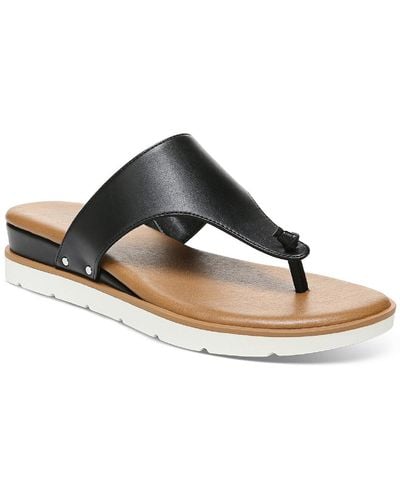 Style & Co. Emmaa Faux Leather Slip On Thong Sandals - Black