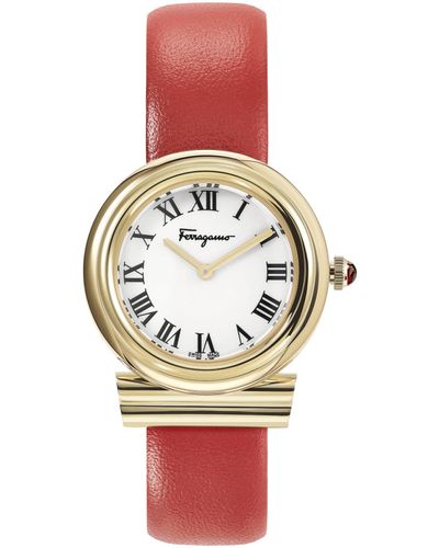 Ferragamo Gancini Leather Watch - Red