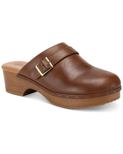 Style & Co. Dakotaa Faux Leather Mule Sandals - Brown