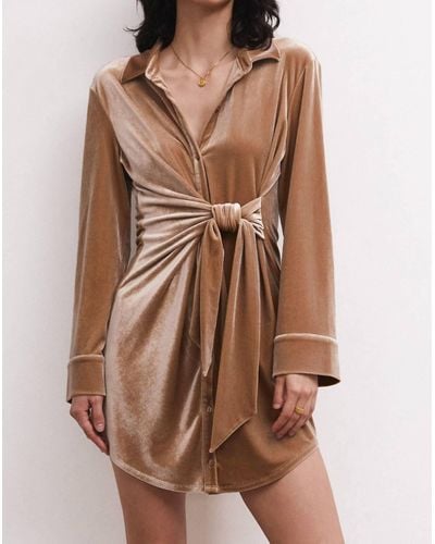 Z Supply Dallon Velvet Wrap Dress - Brown