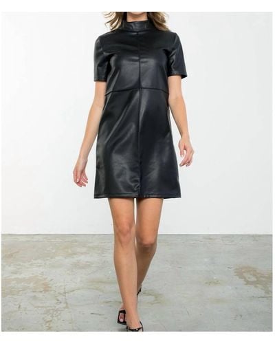 Thml Short Sleeve Faux Leather Dress - Black