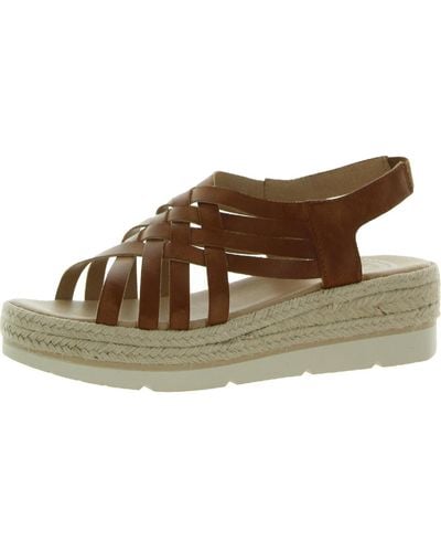Dr. Scholls Off Site Faux Leather Strappy Wedge Sandals - Brown