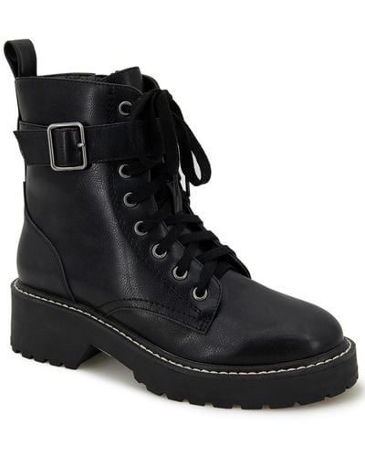 Xoxo Galiena Lug Sole Lace-up Ankle Boots - Black