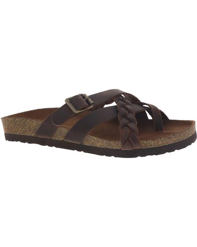 White Mountain Harrington Leather Braided Footbed Sandals - Brown