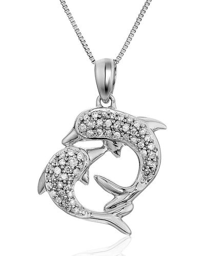 Vir Jewels 1/6 Cttw Diamond Dolphin Pendant Necklace 14k Gold - Metallic