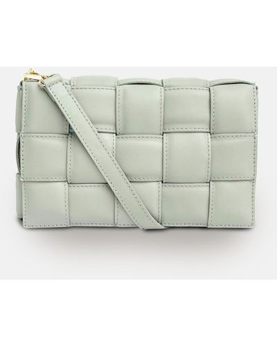 Apatchy London Padded Woven Leather Crossbody Bag - Green
