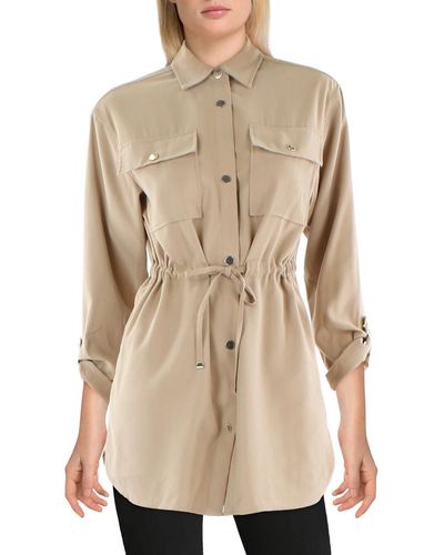 Anne Klein Woven Pockets Belted - Natural