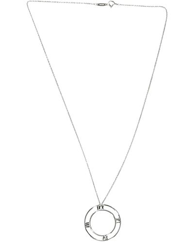 Tiffany & Co. Atlas Ii Medallion Pendant Necklace In Sterling Silver - White