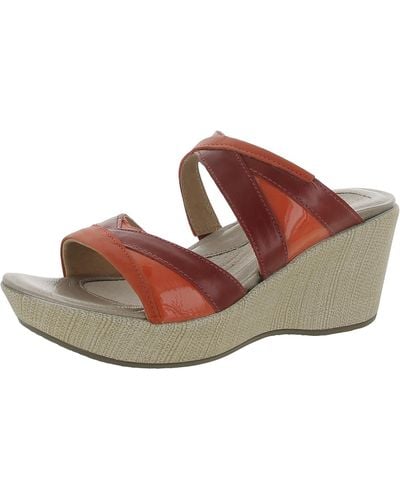Naot Siren Faux Leather Slip On Wedge Sandals - Brown