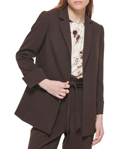 Calvin Klein Notch Collar Suit Separate Open-front Blazer - Brown