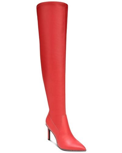 BarIII Milliee Quarter Zipper Pointed Toe Over-the-knee Boots - Red