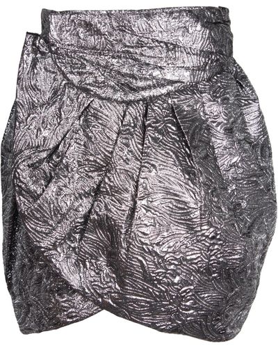 Isabel Marant Brocade Metallic Wrap Mini Skirt - Gray