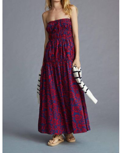 Sundry Floral Strapless Maxi Dress - Purple