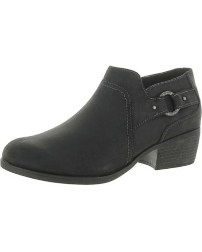 Clarks Chariten Grace Leather Slip On Ankle Boots - Black