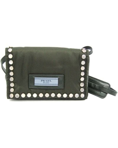 Prada Tessuto Leather Shoulder Bag (pre-owned) - Green