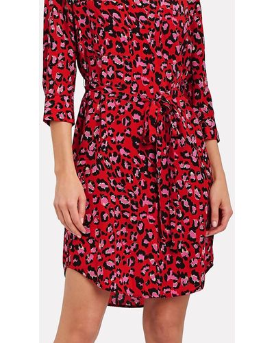 L'Agence Stella Leopard Shirt Dress - Red
