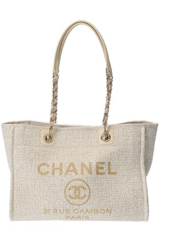 Chanel Deauville Canvas Tote Bag (pre-owned) - Natural