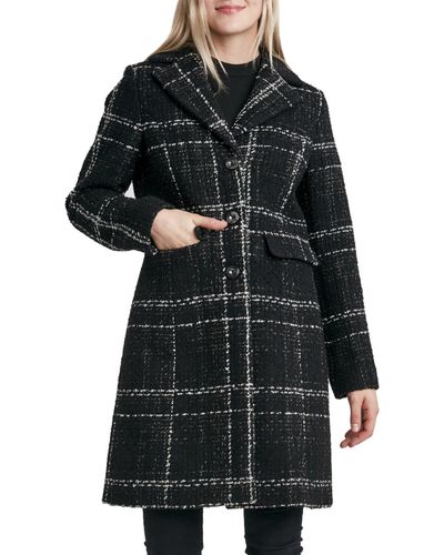 Laundry by Shelli Segal Tweed Cold Weather Walker Coat - Black