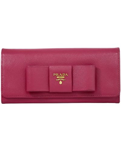 Prada Saffiano Leather Wallet (pre-owned) - Purple