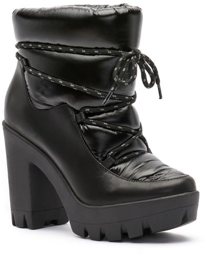 Jessica Simpson Mirie Leather Platorms Ankle Boots - Black