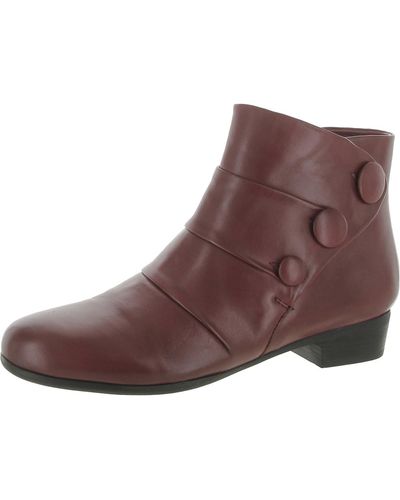 Trotters Mila Leather Button Ankle Boots - Brown