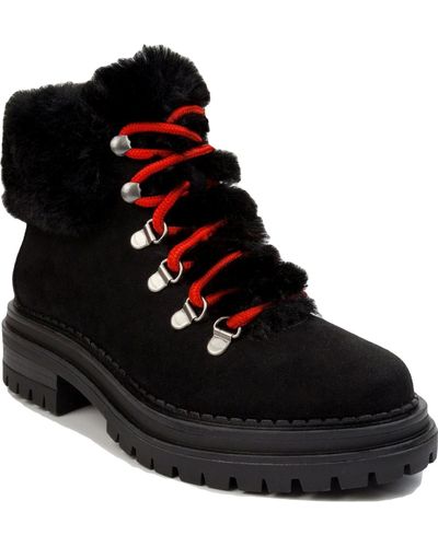 Sugar Rolls lugged Sole Microsuede Hiking Boots - Black