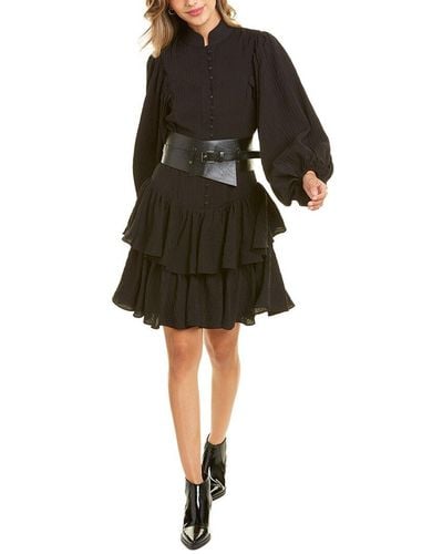 Beulah London Balloon Sleeve Mini Dress - Black