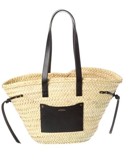 Isabel Marant Cadix Straw & Leather Tote - Natural