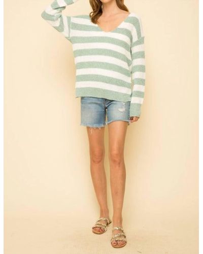 Mystree Knotted Back Stripe Sweater - Multicolor