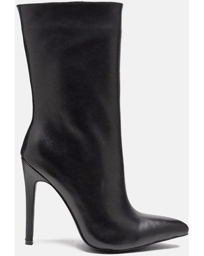 Rag & Co Nagini Over Ankle Pointed Toe High Heeled Boot - Black