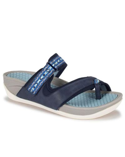 BareTraps Deserae Faux Leather Slip On Sport Sandals - Blue