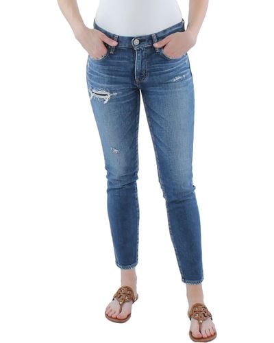 Moussy Swillburg Distressed Mid-rise Skinny Jeans - Blue