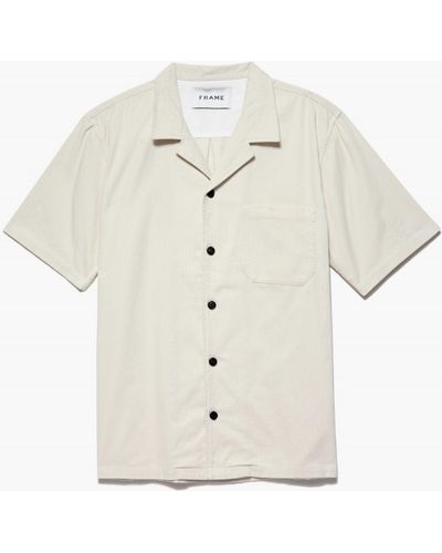 FRAME Light Weight Cord Camp Collared Shirt - White