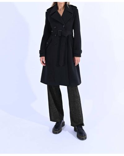 Molly Bracken Classic Double Breasted Trench Coat - Black