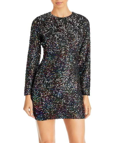 Aqua Open Back Sequined Cocktail And Party Dress - Black