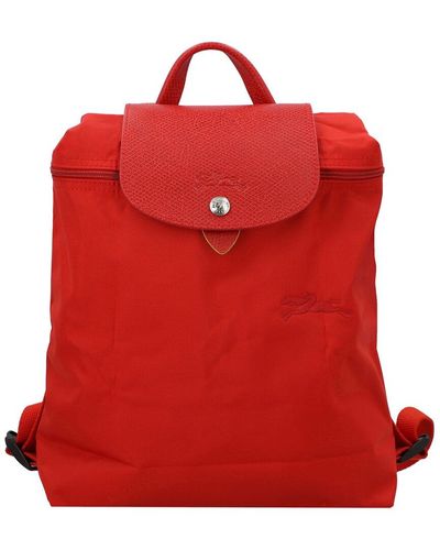 Longchamp Le Pliage Green Canvas Backpack - Red