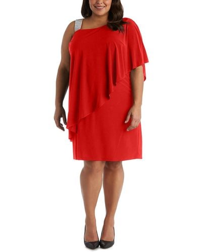 R & M Richards Plus Knit Embellished Cocktail And Party Dress - Red