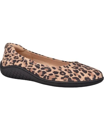 Easy Spirit Gabbie Leather Leopard Ballet Flats - Brown