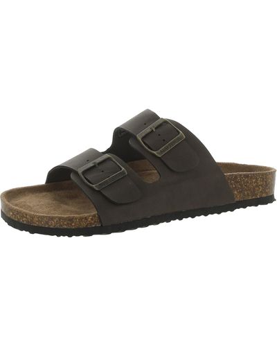Nautica Triun Faux Leather Slide Sandals - Brown
