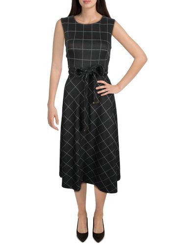 Calvin Klein Printed Sleeveless Wear To Work Dress - Black