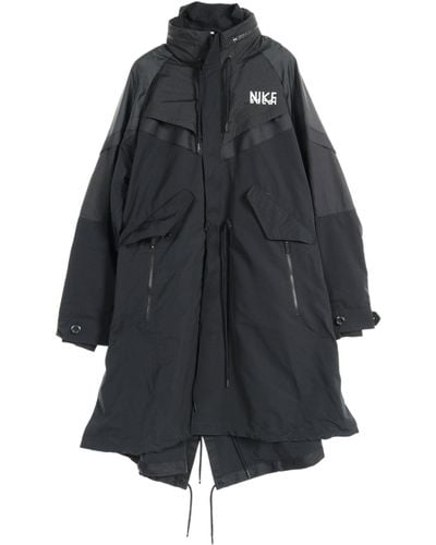 Nike * Sacai Trench Jacket Long Coat Mods Coat Hooded - Black